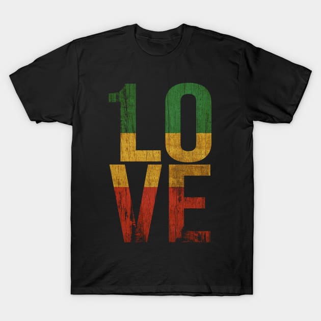 One Love Rasta Distressed Design T-Shirt by UNDERGROUNDROOTS